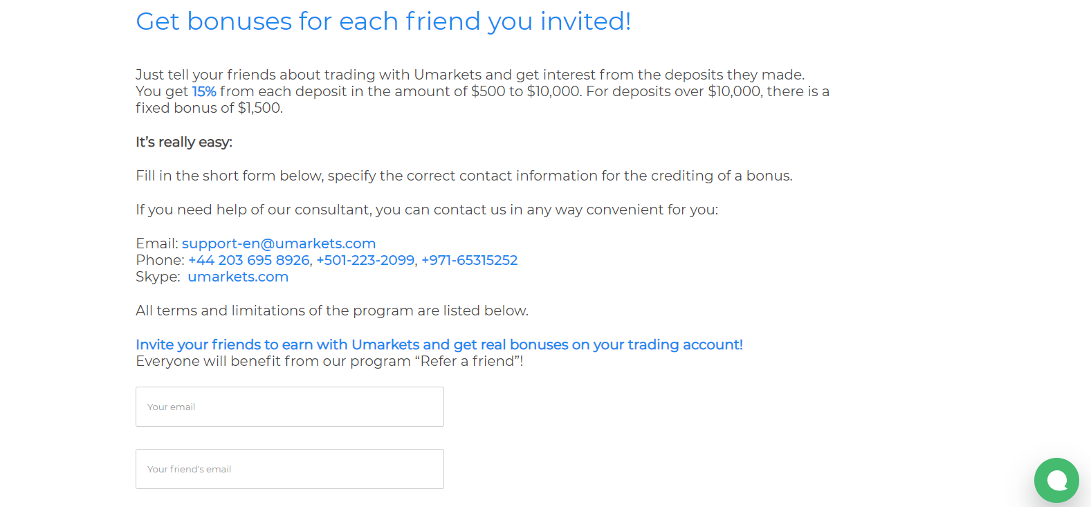 Umarkets Review refer a friend bonus Umarkets Review refer a friend bonus